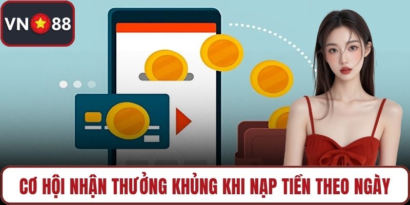 Cơ hội nhận thưởng khủng khi nạp tiền theo ngày